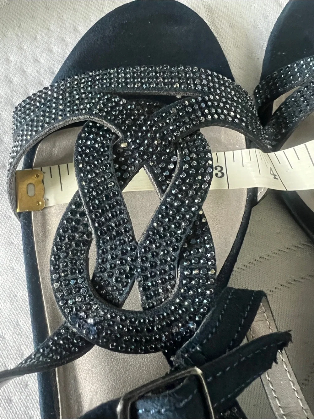 LONDON FOG Womens Macey Demi-Wedge Dress Sandals Women's Navy Rhinestone 7 Wide